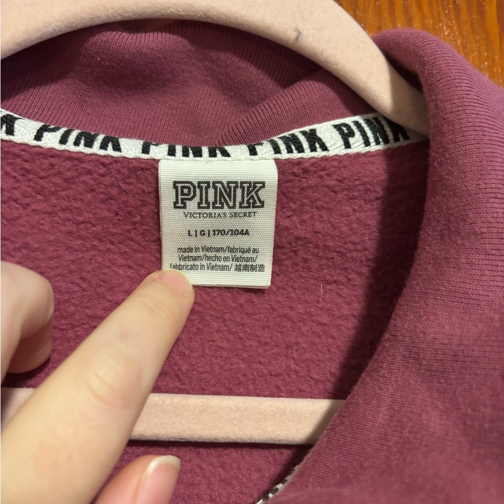 PINK Victoria's Secret Blush Pink Quarter-Zip Pullover Womens Size Large - Picture 6 of 7